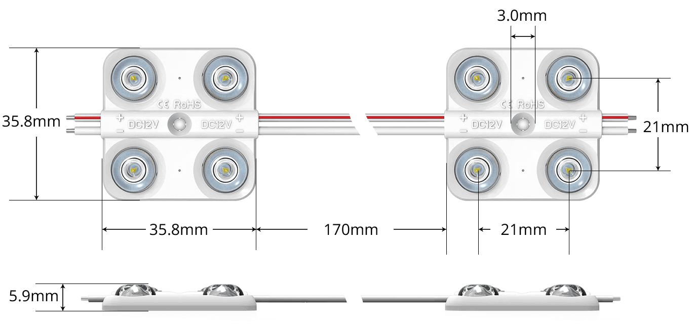 LED module UTX306B dimensions