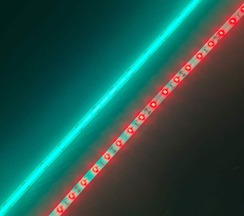 Compared to SMD strip are COB LED strips brighter