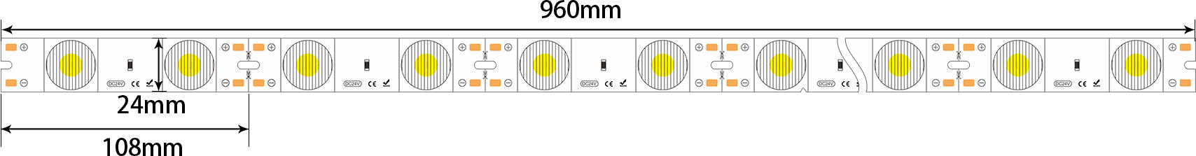 Side Edge LED Rigid Bar - ROW24E018C_Top View