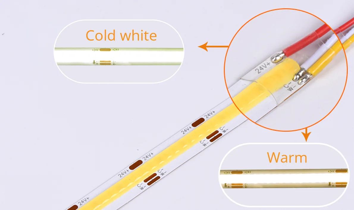 CCT COB strip COB 608LED 10MM CCT Color changeable tunable