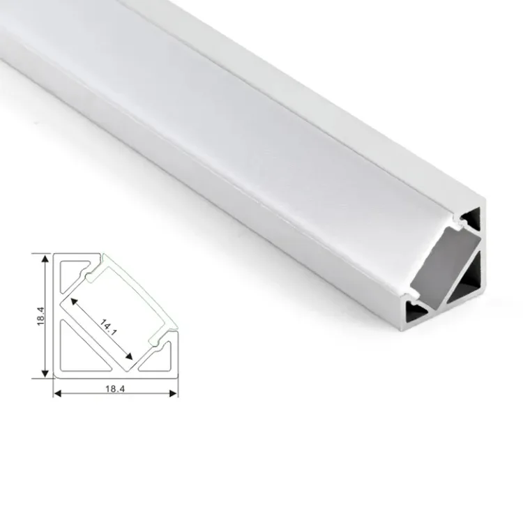 Focused Illumination Diffuser 45 degree angle corner aluminum profile