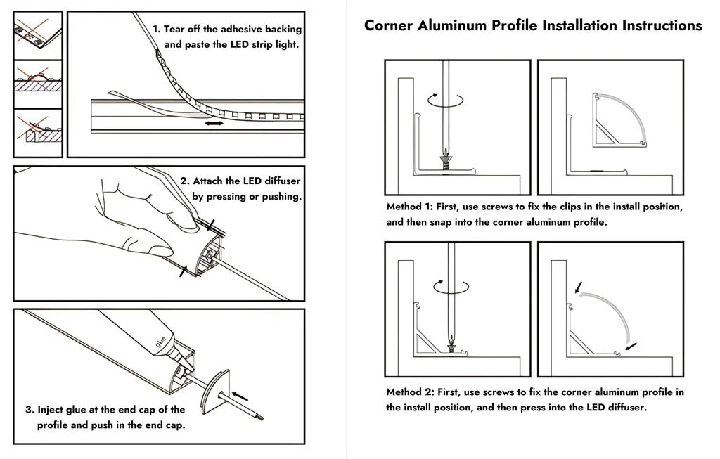 How to Install 45 Degree Corner LED Aluminum Profile