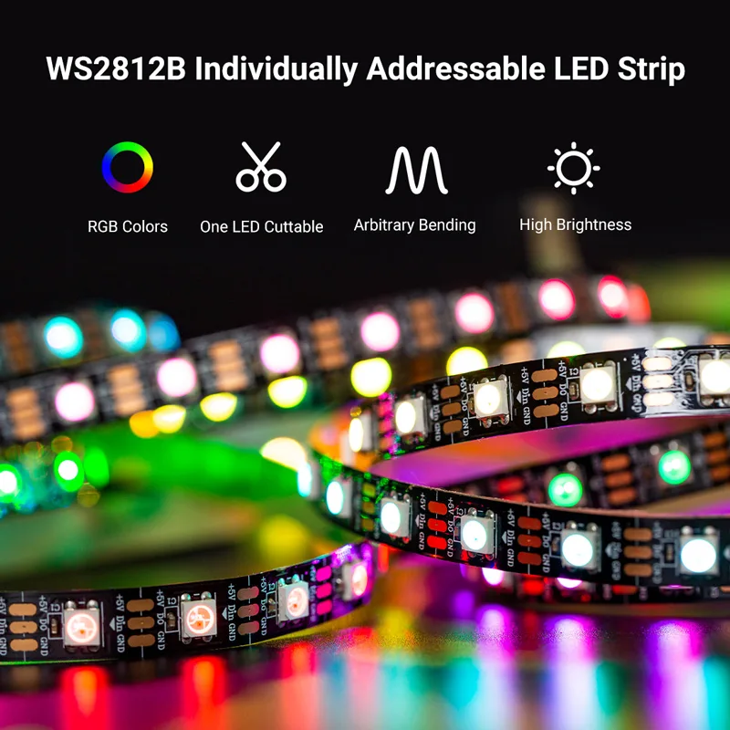 WS2812B 5050SMD RGB IC LED Pixel Strip DC5V Full Color 30,60,96,100,144 Pixels LEDs m_03