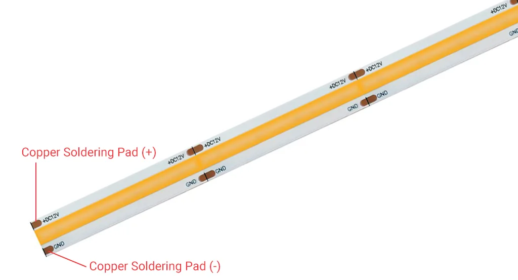 COB LED Strip Copper Solder Pad Description